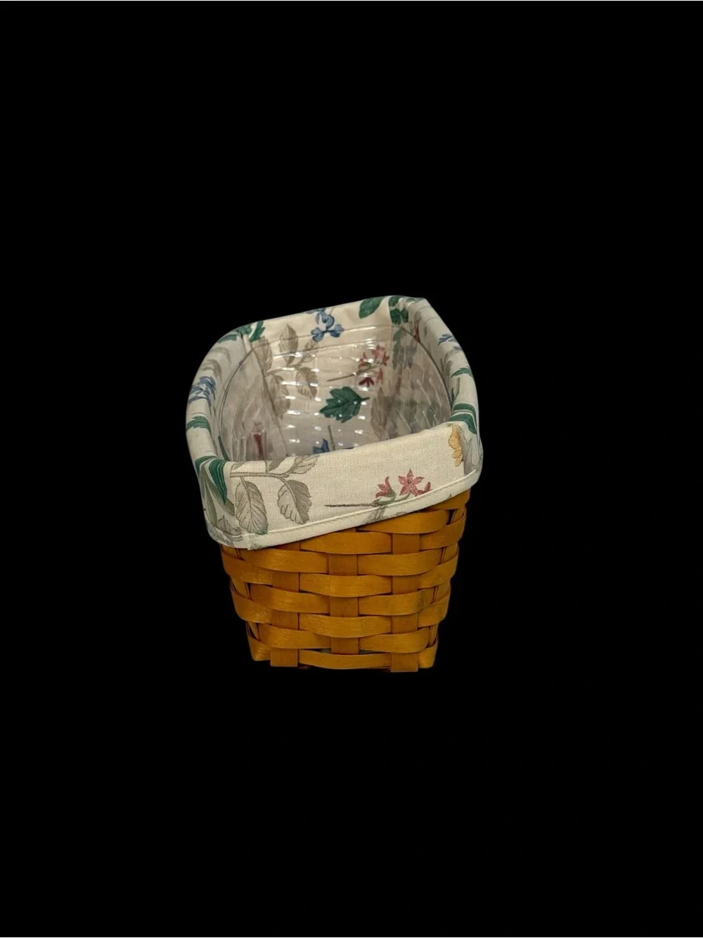 Longaberger Vanity Basket Set Botanical Fields 1999 Liner And Protector Signed